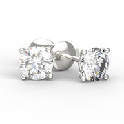Boucles d'oreilles diamants naturels ronds 4.00 carats or blanc Ely